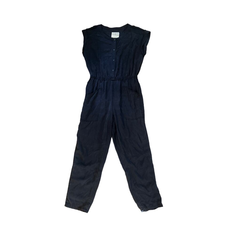 Anthropologie Sleeveless Navy Jumpsuit with Elastic Waist